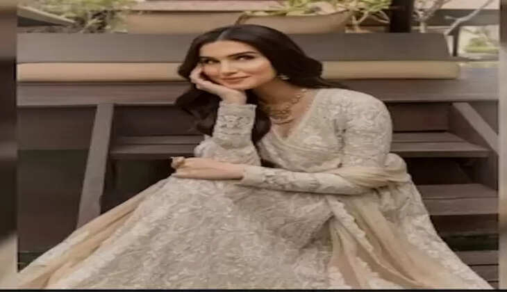 Tara Sutaria Goes Ethnic Chic This Spring In A Beige Floral Angrakha Set